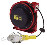 Reelcraft L 4035 163 1 Heavy Duty Light Cord Reel, 16 AWG/3 Conductors x 35', 13 AMP, Incandescent Light, Cord Included