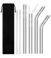KeeTrnLiv 0.24inch Stainless Steel Straws 4 Sizes(10.5inches,10.04inches,8.5inches,8.07inches) Set of 8 Reusable Drinking Straws,2 Brushes,2 silicone connection pieces for Tumblers, Glasses and more