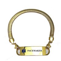 Pre-Engraved Gold Plated Chevron Pattern"Pacemaker" Medical ID Bracelets for Women