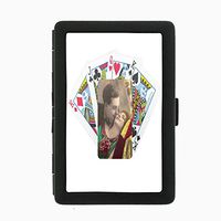 Perfection In Style Black Color Metal Cigarette Case Vintage Playing Cards Design 011