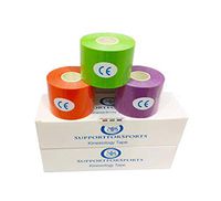 Support for Sports Kinesiology Tape 2" x 16.4', 5m x 5cm Combo Pack of 3 Provides Support During Healing Therapeutic Muscle Relief. (Orange, Green, Purple)
