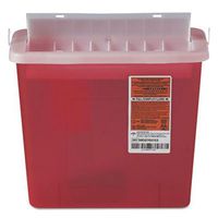 Sharps Container for Patient Room, Plastic, 5qt, Rectangular, Red, Sold as 1 Each