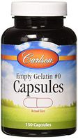 Carlson - Empty Gelatin #1 Capsules, Size #0, Empty Gelatin Capsules, Easy to Separate & Fill, Empty Capsules, Gel Caps, 150 Capsules