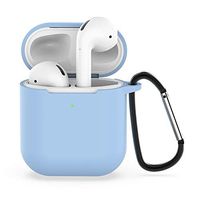 Airpod case Whit Silicon Cover and Keychain,Compatible with 1&2 AirPod Protects Against Bumps and Scratches Whit Premium Silicon case. (Sky Blue)