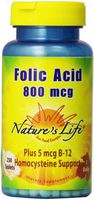 Nature's Life Folic Acid , 800 Mcg, plus 5 mcg B-12250 Tablets