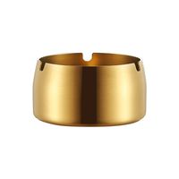 Ikevan_ Outside Ashtray Stainless Steel Smokeless Windproof Cigar Ash Tray Cup Holder for Cigarettes Indoor Outdoor Home Office (Gold)