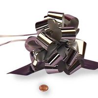 Metallic Silver Pull String Bow 5" | Quantity: 50 Width 1 1/4"