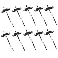 NIHAI 10pcs Disposable Drinking Straws, Beard Paper Straws for Birthday Wedding Parties Juices, Shakes, Smoothies, Party Supplies Decorations