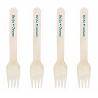 Dress My Cupcake Natural Wood Candy 100-Pack Buffet Forks DIY Kit, Bride and Groom, Peacock Blue