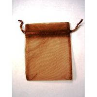 48 Organza Drawstring Pouches Gift Bags 4x5 - Brown