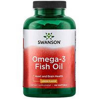 Swanson Omega 3 Fish Oil Supplement Heart Brain and Joint Support GMO-Free EFAs 180 mg EPA Plus 120 mg DHA 150 Softgel Capsules Lemon Flavor