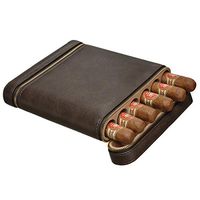 CIGARLOONG Cigar Humidor Travel Case Built-in Cedar Wood Portable 6 Cigars Box (Dark Brown)