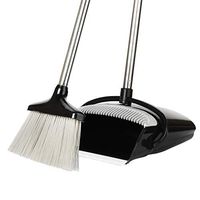 QJQBMAI Extendable Broom and Dustpan Set, Durable & Light Weight Broom and Dust pan Combo with Long Handle, Ideal for Kitchen, Home and Lobby Floor Use