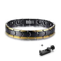 MGlooks Ceramic Magnetic Bracelet for Men, Hematite Magnetic Energy Bracelets Gold Plating Ceramic Bracelets for Arthritis Pain Relief
