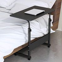 Overbed Table with 4-Speed Height Adjustment, Movable Bedside Table Computer Desk Sofa Table with 4 Wheels for Hospital and Home Use,Black