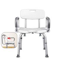 ZHAO XIN Shower Chair with Arms,with Adjustable Backrest,Medical Bath Tool, for Safety and Stability with Support Up to 136kg White