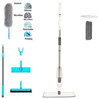 Spray Mop for Floor Cleaning and 4PCS Microfiber Duster Floor Squeegee Window Squeegee Clothes Fork Mop for Home Kitchen Hardwood Laminate Wood Ceramic Tiles Floor Cleaning