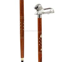 Premium Chromed Deluxe Walking Sticks | Rosewood Crafted Walking Cane with Solid Brass Chrome Decorative Bars | Walking Canes & Crutches | Nagina International (Lion, 36 Inches)