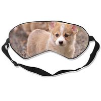 100% Silk Sleep Mask Eye Mask Corgi Puppy Print Soft Eyeshade Blindfold with Adjustable Strap for Sleeping Travel Work Naps Blocks Light
