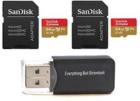 SanDisk 64GB Micro SDXC Extreme Memory Card (Two Pack) Bundle SDSQXA2-064G-GN6MA Works with GoPro Hero 7 Black, Silver, Hero7 White UHS-1 U3 A2 plus (1) Everything But Stromboli (TM) Micro Card Reader
