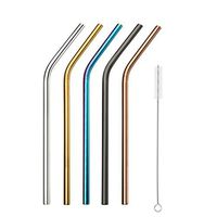 Set of 25 Extra Wide Stainless Steel Straws,9.5 Inch X 8mm Bent Reusable Smoothie Drinking Straws With 5 Brushes and Carry Bag,Multi-Color Metal Drink Straw for Party,Tumblers,Shakes,Cold Bevarage