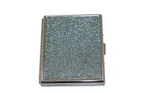 Aqua Glitter Compact (9 100s) Metal-Plated Cigarette Case & Stash Box