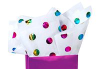 Rainbow Multi-Color Metallic Polka Dot Tissue Paper 20 Inch x 30 Inch - 24 Sheets