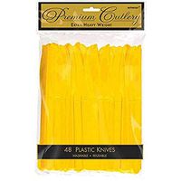 Premium Heavy Weight Plastic Knives | Sunshine Yellow | Pack of 48 | Party Supply
