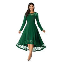 Smoxx Women's Lace Floral Elegant Cocktail Dress Crew Neck Knee Length for Party Plus Size Daily Beach Long Dress