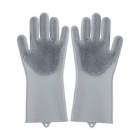 Thickened Silica Gel Dishwash Gloves Kitchen Multifunctional Dishwash Cover Doesn't Damage Hands, M, Grey