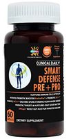 CLINICAL DAILY Smart Defense Pre + Pro. Vegan Probiotics and Prebiotics for Digestive Enzymes Support for Women & Men. Deep Immune Bacillus Subtilis Leaky Gut Supplements. 60 Delayed Release Capsules