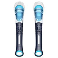 MR.SIGA Soap Dispensing Dish Brush, Kitchen Brush for Pot Pan Sink Cleaning, Pack of 2, Navy/Blue