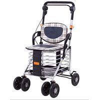 CHAIR Medical Rehab Chair, Wheelchair,Lightweight Folding Adjustable Walker Driving Medical Treatment, Elderly Shopping Can Take a Car Aluminum Alloy Travel Four-Wheel Walker