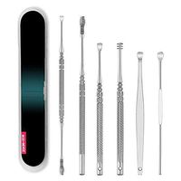 6 Pcs Ear Pick, Gemira Ear Cleansing Tool Set, Stainless Steel Ear Curette Earwax Removal Kit with a Storage Box Silver