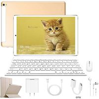 Android Tablet 10.1 Inch with Dual SIM IPS/HD, 2GB RAM 32GB Battery 6500mAh, 4G Android 7.1 Tablet PC Quad-Core Dual Camera, Mediapad WIFI/Bluetooth/GPS/OTG (Gold)