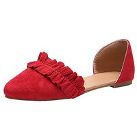 Shusuen Women's Pointed Toe Flat Shoes Casual Sandals Red