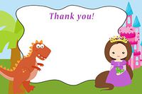 30 Blank Thank You Cards Dinosaur Princess Kids Girl Boy Birthday Party + 30 White Envelopes