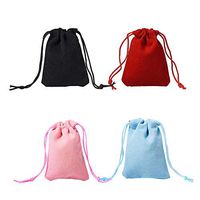 Fashewelry 100 Pack Mixed Colors Drawstring Velvet Bags 1.97x2.76" Wedding Party Favor Jewelry Candy Storage Gift Packaging Small Pouches
