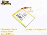 3lines 3.7V 3500mAh 357095 Lithium Polymer Ion Rechargeable Battery Lithium Polymer Li-Po Battery for MP4 GPS MP3 Bluetooth Stereo DIY Gift