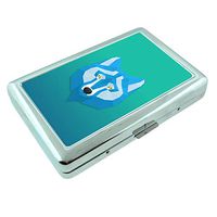 Ice Wolf Em1 Hip Silver Cigarette Case Id Holder Metal Wallet 4" X 2.75" RFID Protection