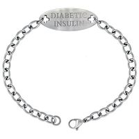 Surgical Stainless Steel Medical Alert Diabetes-Insulin Bracelet 9/16 inch Wide, up to 9 inch Long