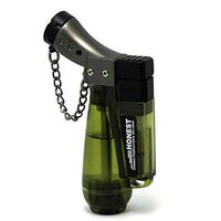Refillable Windproof 1300'C Butane Viewable Single Flame Jet Lighter Torch NO Gas Green