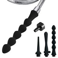 Connecting Shower Tube Silicone Enema Nozzle Attachment 3Piece Set Cleaning Anal (3-Piece Black)