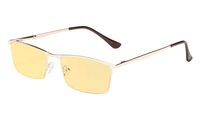 Eyekepper Blue Light Blocking Reading Glasses Half-Rim Computer Readers Eyeglasses-Digital Eyewear-Amber Tinted Lens Reading Glasses (Gold, 2.00)