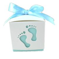 LFHT 50pcs Baby Shower Ribbon Candy Gift Boxes Party Wedding Birthday Favor Box (Light Blue)