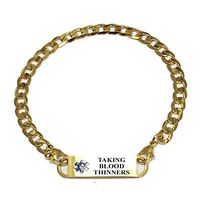 Pre-Engraved Gold Plated Curb Link"Taking Blood Thinner" Medical ID Bracelets for Women