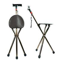 ZWH-Walking Cane Djustable Folding Walking Cane Chair Stool Massage Walking Stick with Seat Portable Fishing Rest Stool with LED Light for Elder 80-90CM