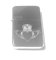 Vector KGM Thunderbird Custom Lighter - Irish Claddagh Ring Open Heart Love Logo Silver High Polish Chrome Rare!