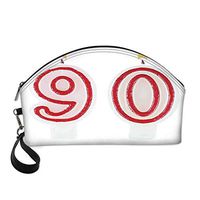 90th Birthday Decorations Small Portable Cosmetic Bag,Burning Birthday Candles in Red and White Desert Pastry For Women,Half Moon Shell Shape One size