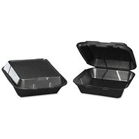 GNPSN2403L - Genpak Snap-it Foam Hinged Carryout Container, Medium, Black, 8-1/4x8x3, 100/bag